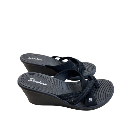 Skechers Womens Black Wedge 2.5" Heel Slip-On Sandals Size 9 SKU 8349 - Picture 4 of 15